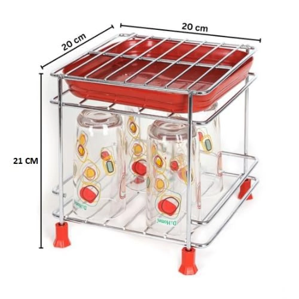 Homify Steel Stand Heavy Duty Matka Stand with Bottom Tray | Rust-Resistant, Durable & Space-Saving Design Pot Stand with Square Surface Stand Water Dispenser Stand