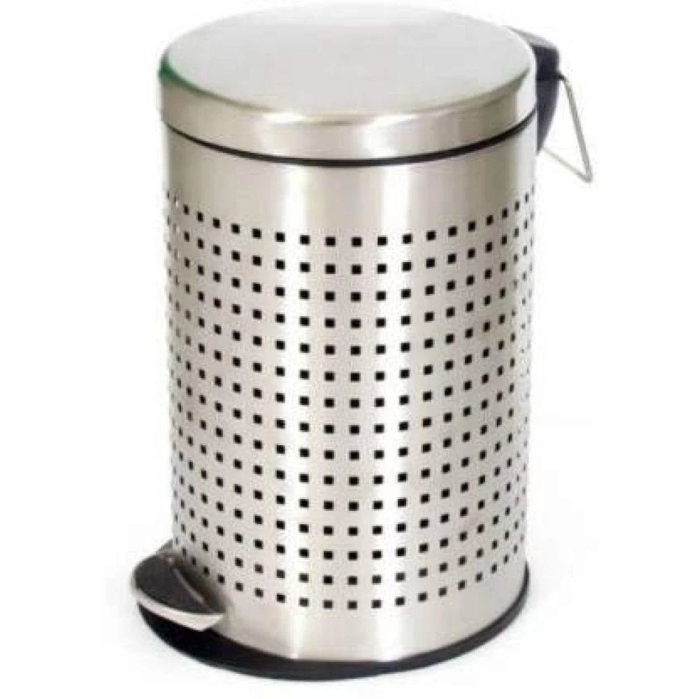 PALOMINO Stainless Steel Perforated Pedal Dustbin with Plastic Bucket/Waste bin/Trash Bin/Garbage bin for Home & Office (7 Litre - 8 Dia X 13 Height inch)