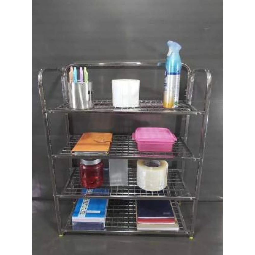 Palomino Polo Stainless Steel 4 Layer Wall Mount Multipurpose Rack Utensils Rack | Kitchen Dish Rack Modern Kitchen Storage Rack (31 x 24 inch)