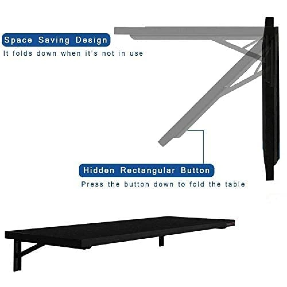 Palomino Wall Mounted Engineered Wood Foldable Study Table with Free Wallshelf-Activity, Games, Bedside Laptop Folding Table Desk (Wenge Brown - 24 inch x 16 inch)