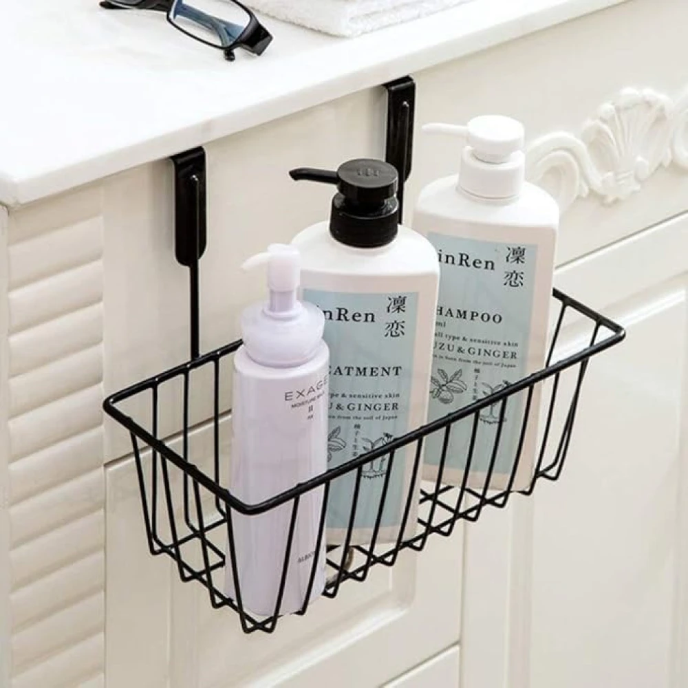 Homify Versatile Metal Cabinet Rack – Hanging Basket Organizer for Door, Shelf, or Kitchen Storage (Black, Shelves)