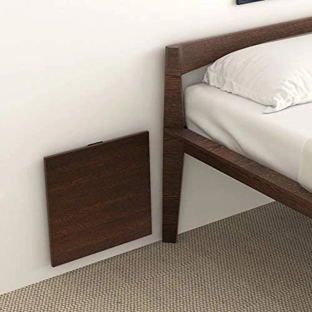 Palomino Wall Mounted Wooden Folding Table, Drop-Leaf Coffee & Tea Table, Bedside Study Mini Laptop Desk for Home, Living Room & Office (Brown, 1 Pc)