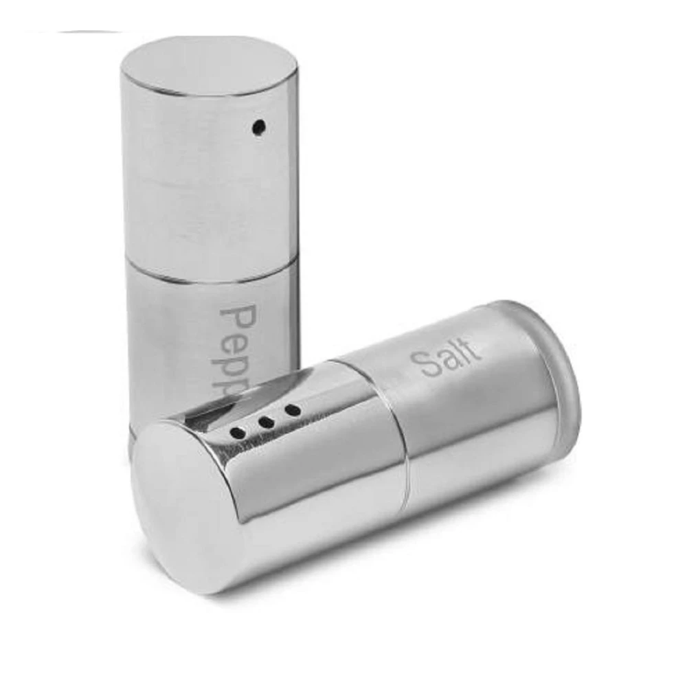 Palomino Stainless Steel Salt & Pepper Shakers Masala Dabbi Salt and Pepper Set for Dining Table - (Set of 2, Steel)