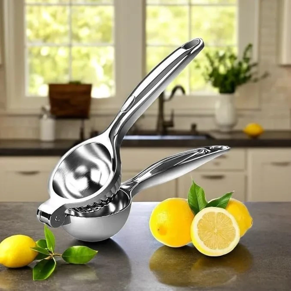 Palomino Stainless Steel Finish Lemon Squeezer with Comfortable Handle | Modern Kitchen Tool for Lemon Juice Extracting | Easy to Use and Clean