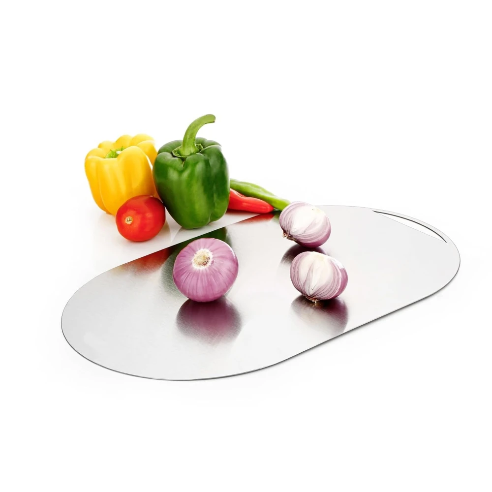 Palomino Oval Shape Stainless Steel Chopping Board | Cutting Board Vegetable, Fruit, Bread & Meat | Durable Safe & Heavy Duty(40.5x25.5x1mm)