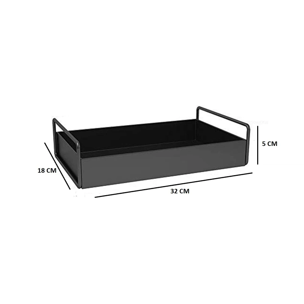 Palomino Bathroom Vanity Tray, Kitchen/Bathroom Countertop Storage Shelf Organizer,Coffee Table Decorative Tray Cosmetic Organizer Display Holder, Black