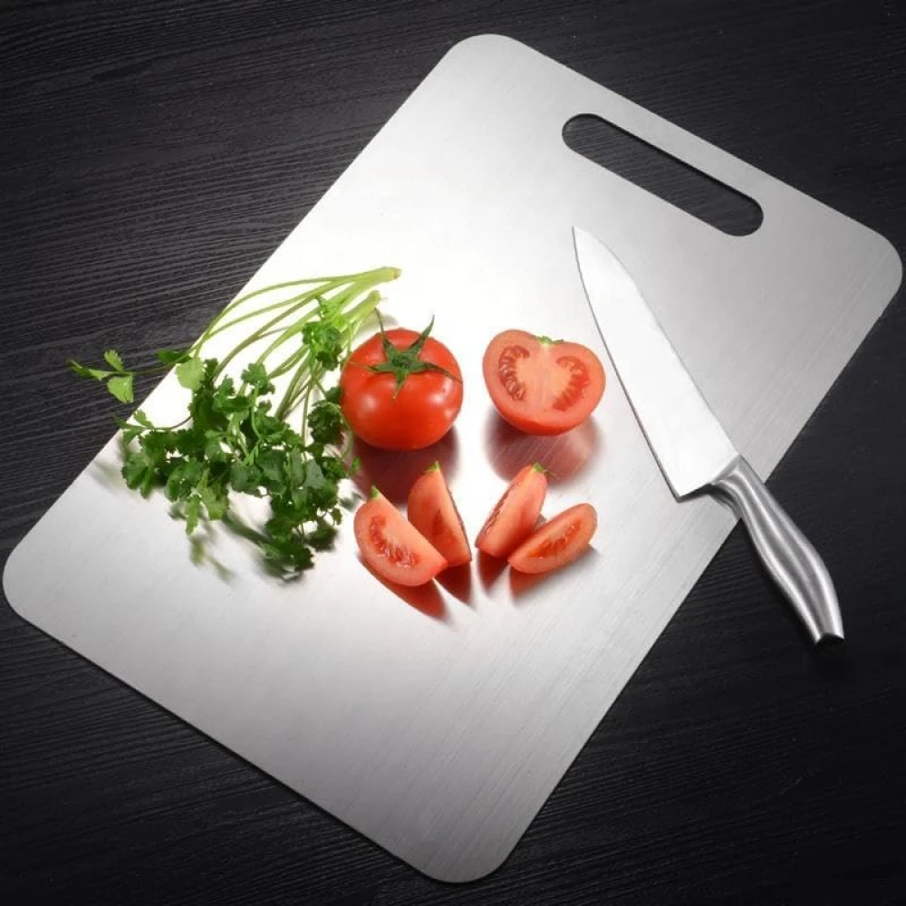 Palomino Stainless Steel Chopping Board for Kitchen | Heavy-Duty Cutting Board for Vegetables, Fruits, Meats | Vegitable Chopper Boards | Premium Metal Chopping Board (35CM X 30CM)