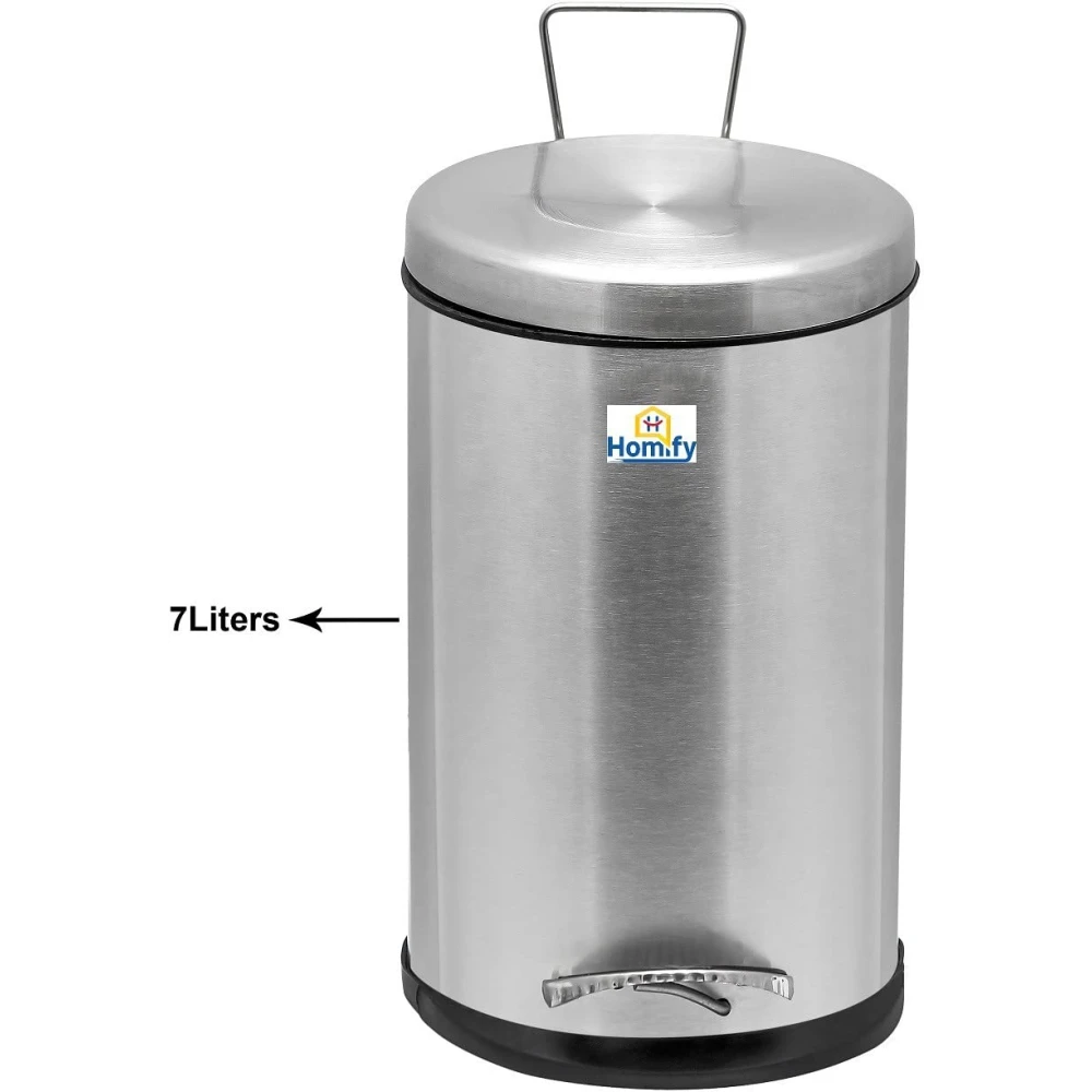 Homify Dustbin Steel Pedal Dustbin Waste Bin Trash Can for Home Kitchen Office Bathroom Stainless Steel Dustbin -7 LTR