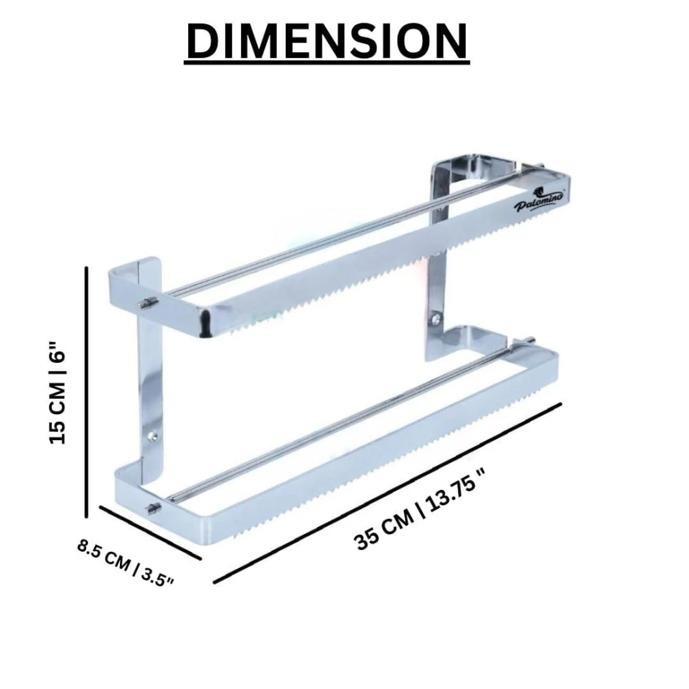 Palomino Silver Foil Paper Stand with Cutter for Kitchen Wall Mounted Doil Paper Cutter (Double)