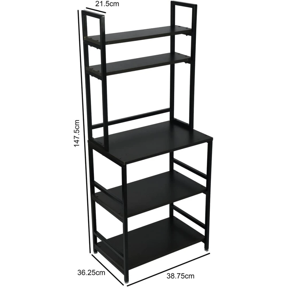 Palomino 5 Layer DLX Microwave Rack | OTG Rack | Kitchen Rack | Storage Rack for Home Containers Kitchen Rack | 5 Layer Oven Rack Stand (Iron, Black)