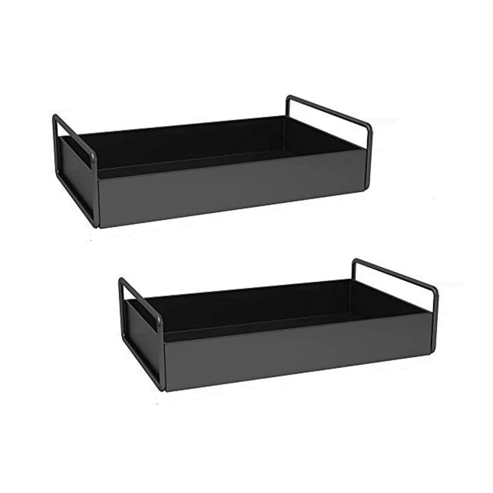 Palomino Bathroom Vanity Tray, Kitchen/Bathroom Countertop Storage Shelf Organizer,Coffee Table Decorative Tray Cosmetic Organizer Display Holder, (Black Tray-2)