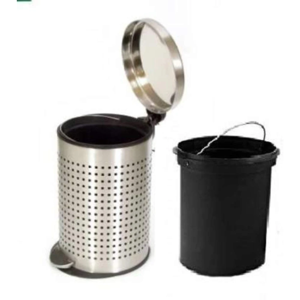 Palomino Stainless Steel Perforated Pedal Dustbin with Plastic Bucket/Waste bin/Trash Bin/Garbage bin for Home & Office (11 Litre)