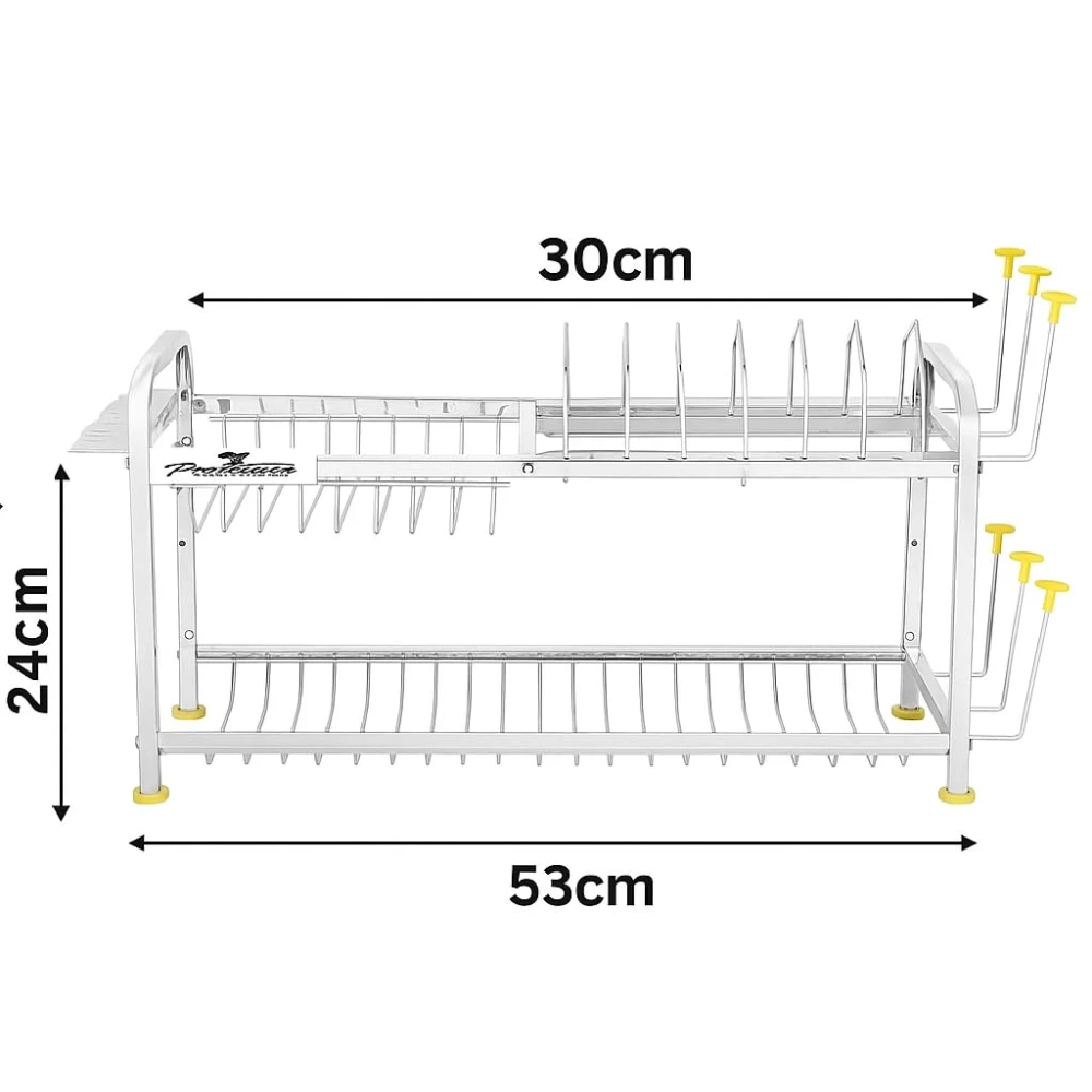 Palomino 2 Layer Stainless Steel Wall Mount Kitchen Dish Rack Plate Cutlery Stand (12 x 21 in, Silver)