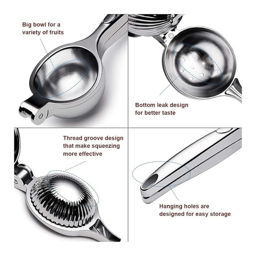 Palomino Stainless Steel Finish Lemon Squeezer with Comfortable Handle | Modern Kitchen Tool for Lemon Juice Extracting | Easy to Use & Clean