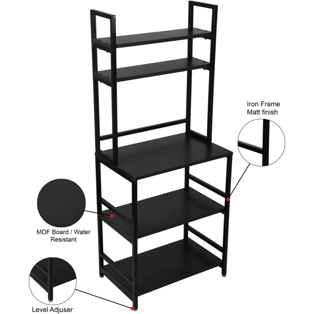 Palomino 5 Layer DLX Microwave Rack | OTG Rack | Kitchen Rack | Storage Rack for Home Containers Kitchen Rack | 5 Layer Oven Rack Stand (Iron, Black)