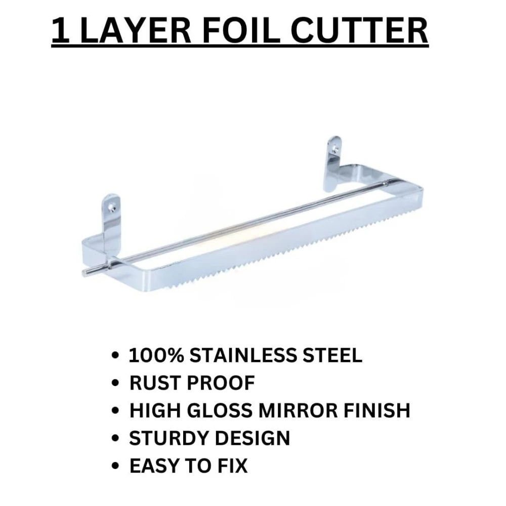 Palomino Wall Mounted Stainless Steel Silver Foil Paper Stand with Cutter for Kitchen (Single)