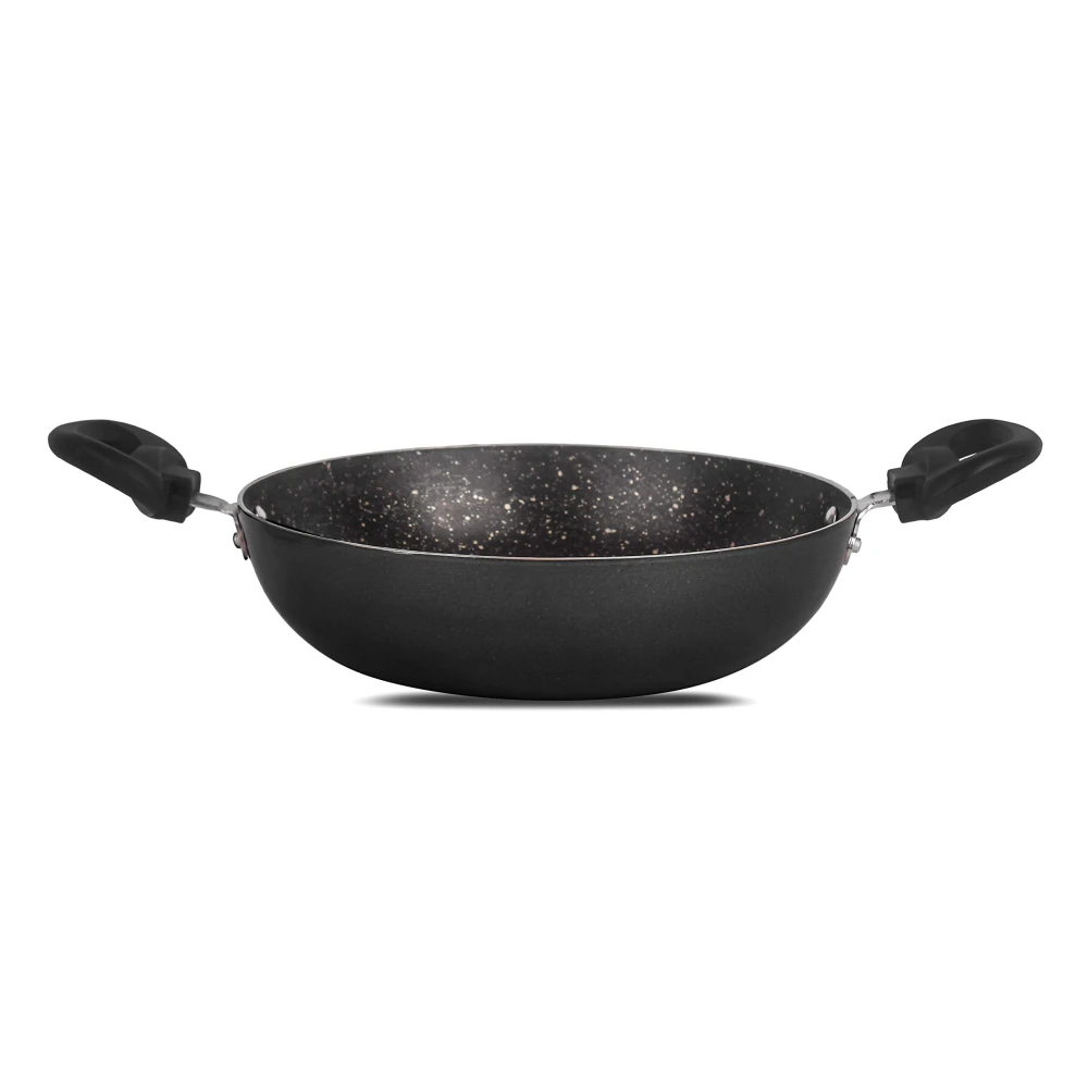 Palomino Heavy Duty Non-Stick Deep Kadhai 3mmThickness Non-Stick Cookware with Glass Lid (24 cm,Pack of 1)