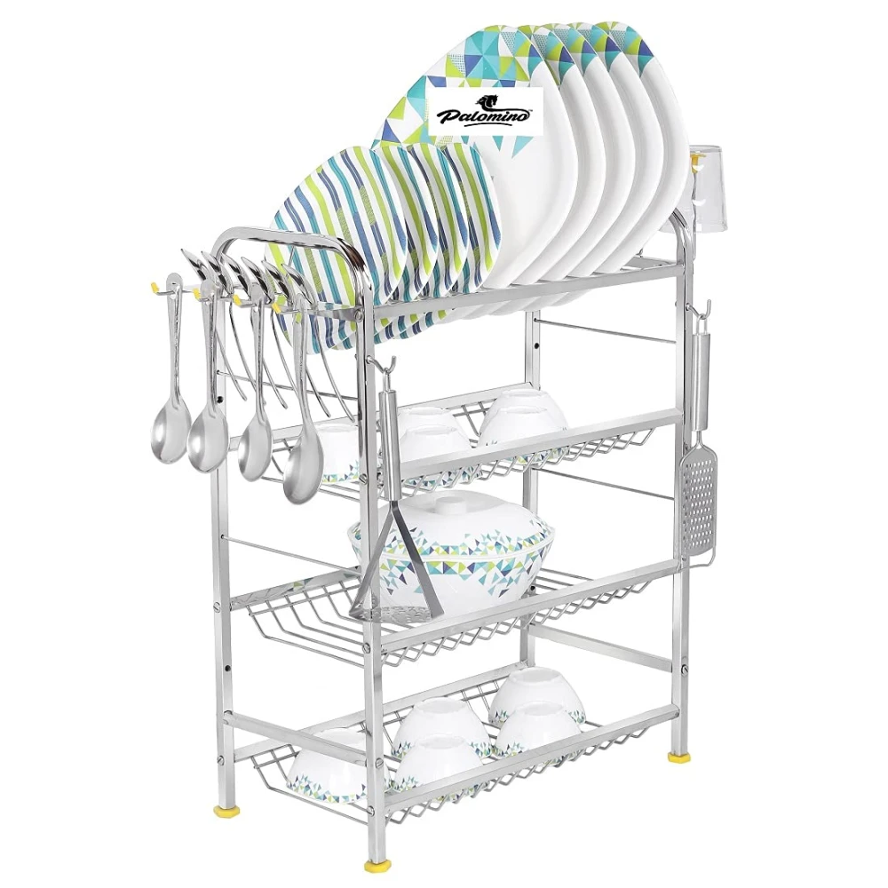 Palomino Stainless Steel Opal 4 Layer Shelf Wall Mount Kitchen Dish Rack Kitchen Organizer rack (24 X 18 Inch)