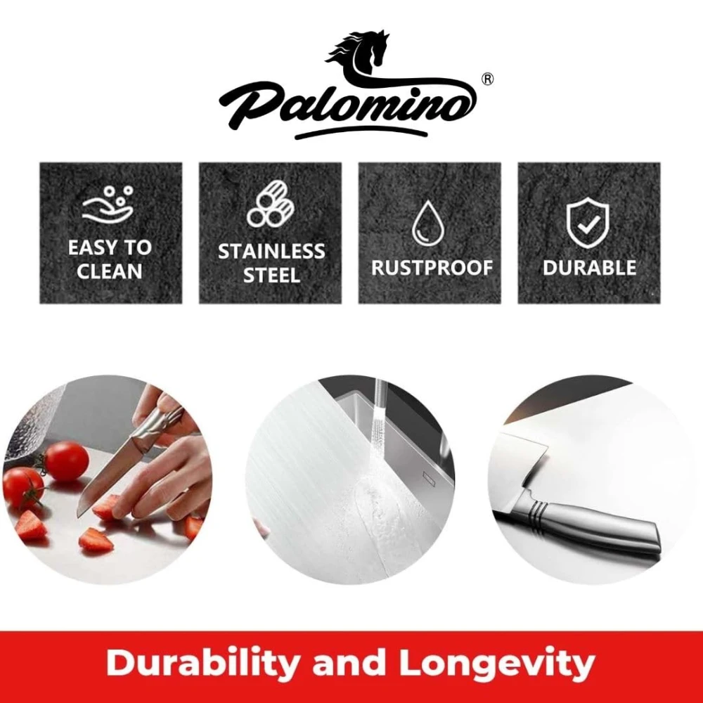 Palomino Stainless Steel Chopping Board & Rolling Pin | Non-Slip, Round Edge, Rust-Proof | Ideal for Fruits, Meat & Veggies (31x21)