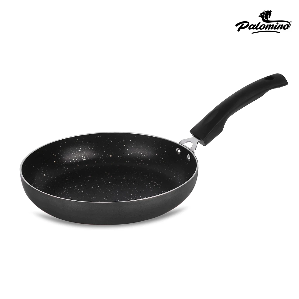 Palomino Induction Base Non-Stick Aluminium Cookware Set of Fry Pan, Tawa/Griddle and Kadhai/Wok with Glass Lid (Black, Set of 4)