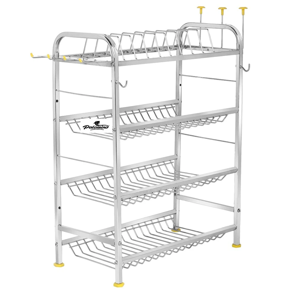 Palomino Stainless Steel Opal 4 Layer Shelf Wall Mount Kitchen Dish Rack Kitchen Organizer rack (24 X 18 Inch)