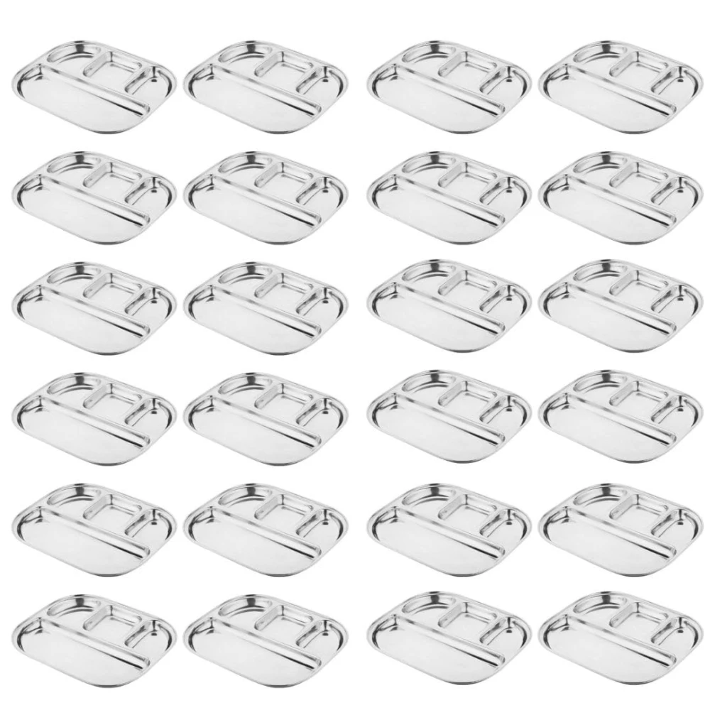 Palomino 4 in 1 Stainless Steel Plates with Compartments | Tiffin Plates | Idli Sambhar Plates | Partition Plates | Breakfast Plate | Steel Plates for Lunch/Dinner (Set of 2 )