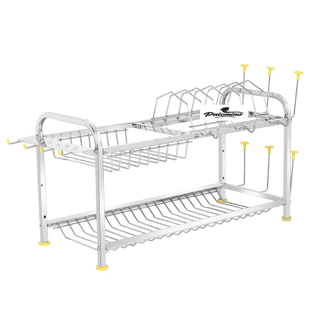 Homify 2-Tier Wall-Mounted Kitchen Shelf | Dish, Plate & Cutlery Holder | Modern Utensil Organizer & Storage Rack (12 x 21 Inches)