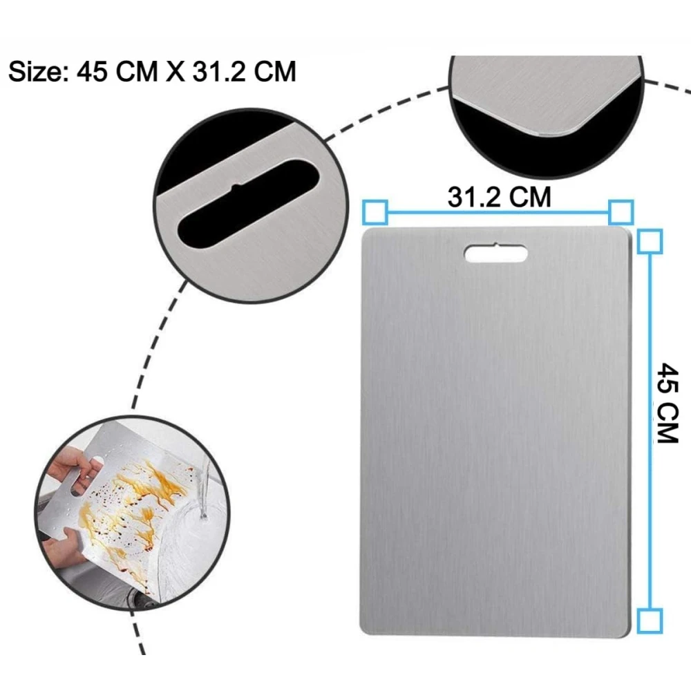 HOMIFY Stainless Steel Chopping Board for Kitchen | Heavy-Duty Cutting Board for Vegetables, Fruits, Meats | Vegitable Chopper Boards | Premium Metal Chopping Board
