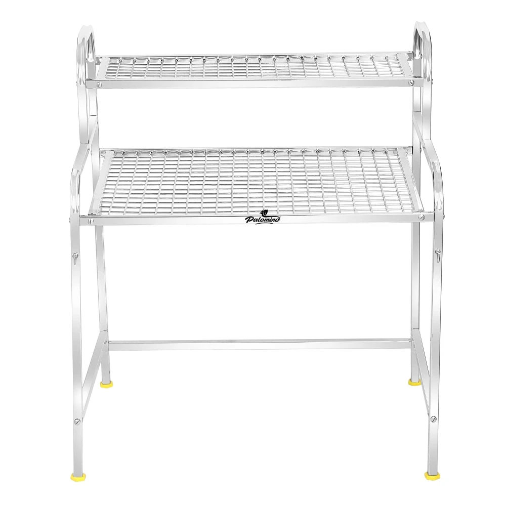 Palomino Kitchen Microwave Shelf, Microwave Stand Kitchen Counter Shelf Organizer, Spicy Shelf Rack Toaster Organizer, Microwave Oven Rack, 2 Tiers with 2 Hooks (74 x 44 x 8 cm)