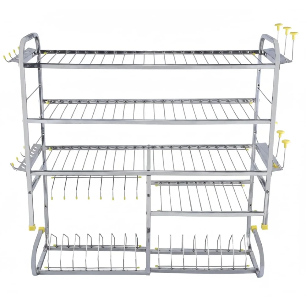 Palomino Kitchen Dish Rack | Wall Mounted | 5 Shelves | Stainless Steel | Holds 18+ Plates | Space-Saving | Rustproof | Easy Assembly (28.5 X 28.5 INCH)
