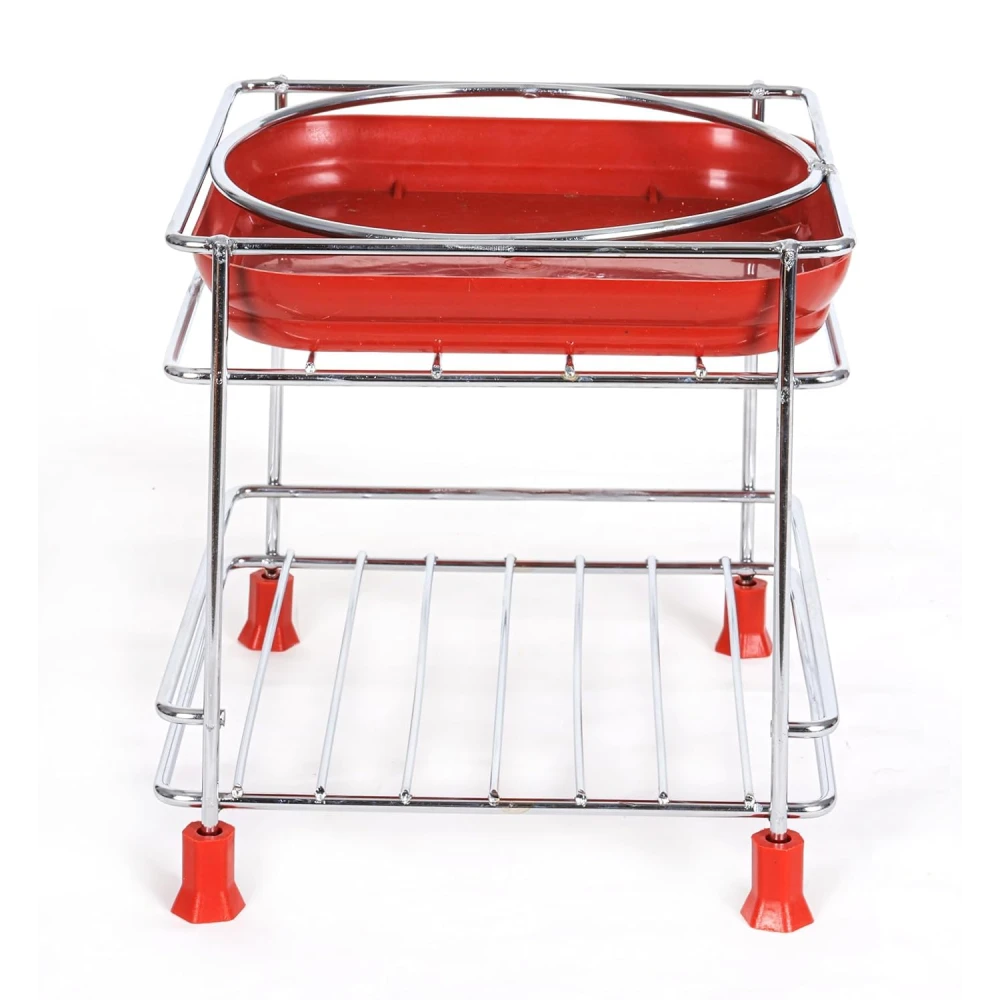 Homify Steel Stand Heavy Duty Matka Stand with Bottom Tray | Rust-Resistant, Durable & Space-Saving Design Pot Stand with Round Surface Stand Water Dispenser Stand for home