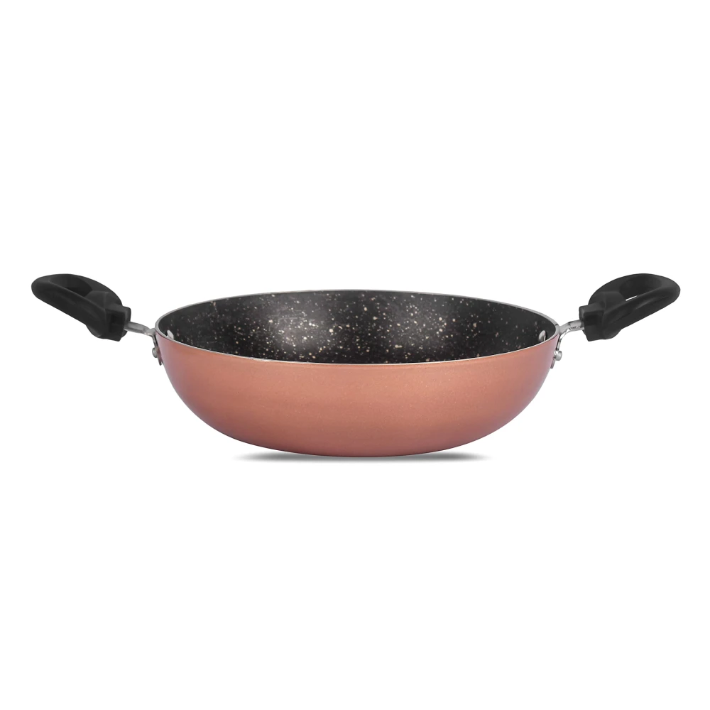 Palomino Heavy Duty Non-Stick Deep Kadhai 3mmThickness Non-Stick Cookware with Glass Lid (24 cm,Pack of 1)