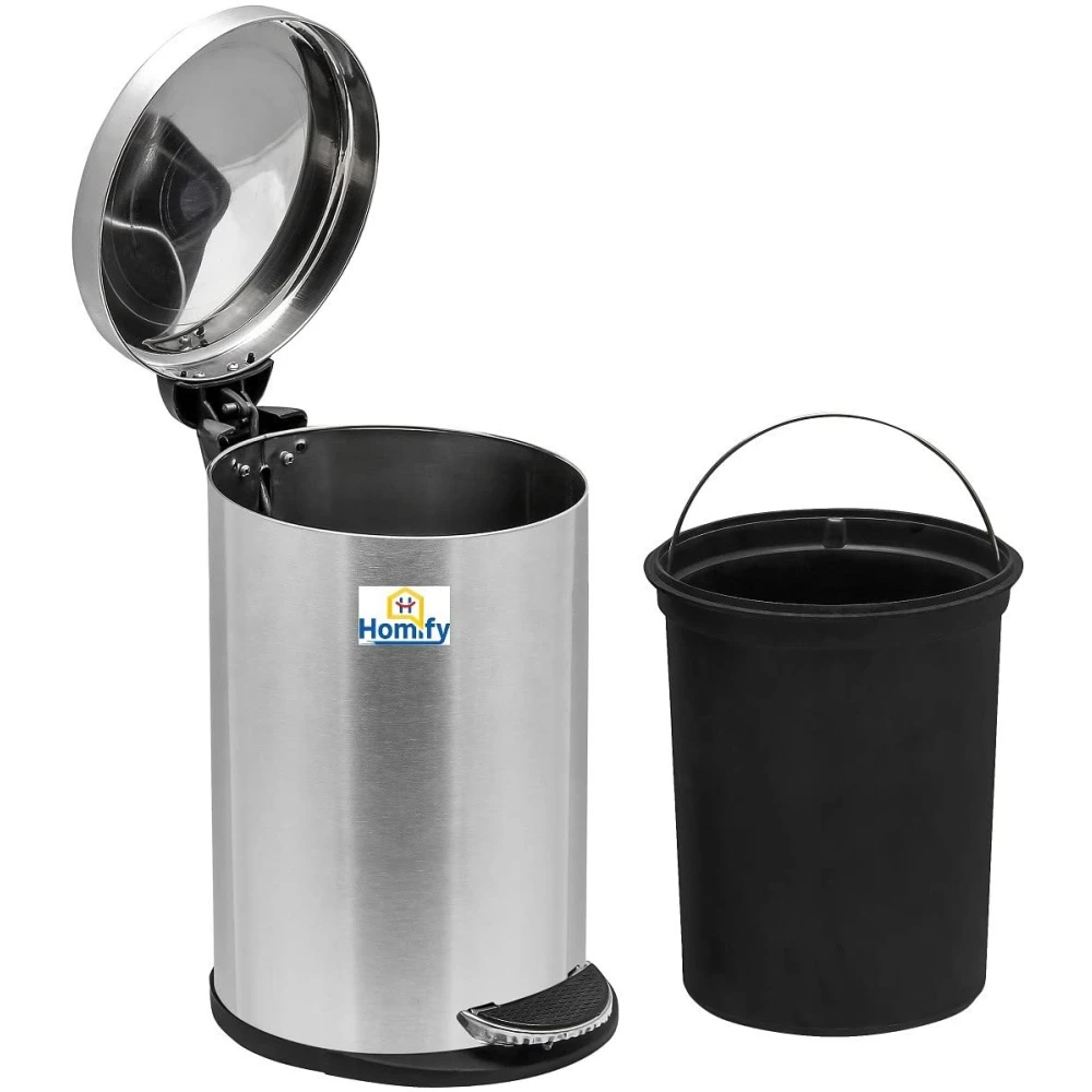 Homify Dustbin Steel Pedal Dustbin Waste Bin Trash Can for Home Kitchen Office Bathroom Stainless Steel Dustbin -7 LTR