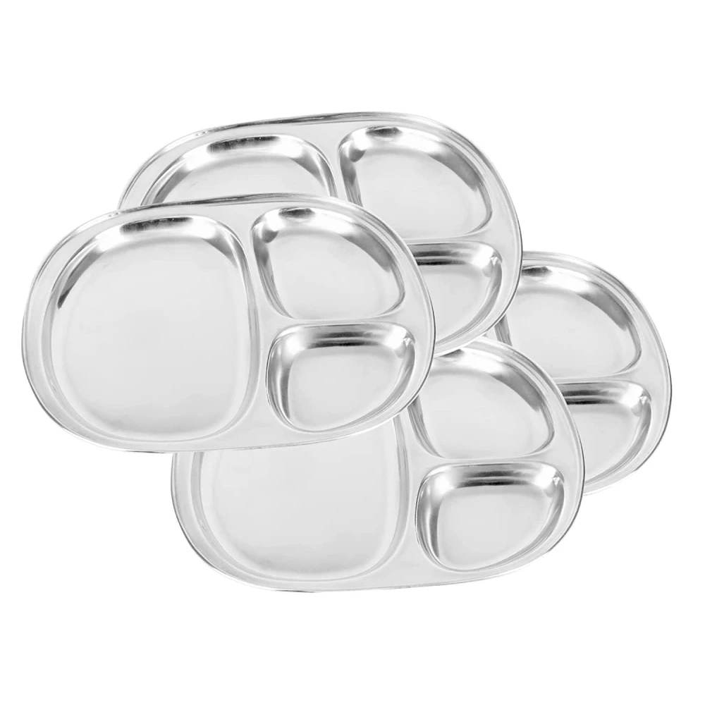 Palomino 3 in 1 Stainless Steel Plates with Compartments | Tiffin Plates | Idli Sambhar Plates | Partition Plates | Breakfast Plate | Steel Plates for Lunch/Dinner