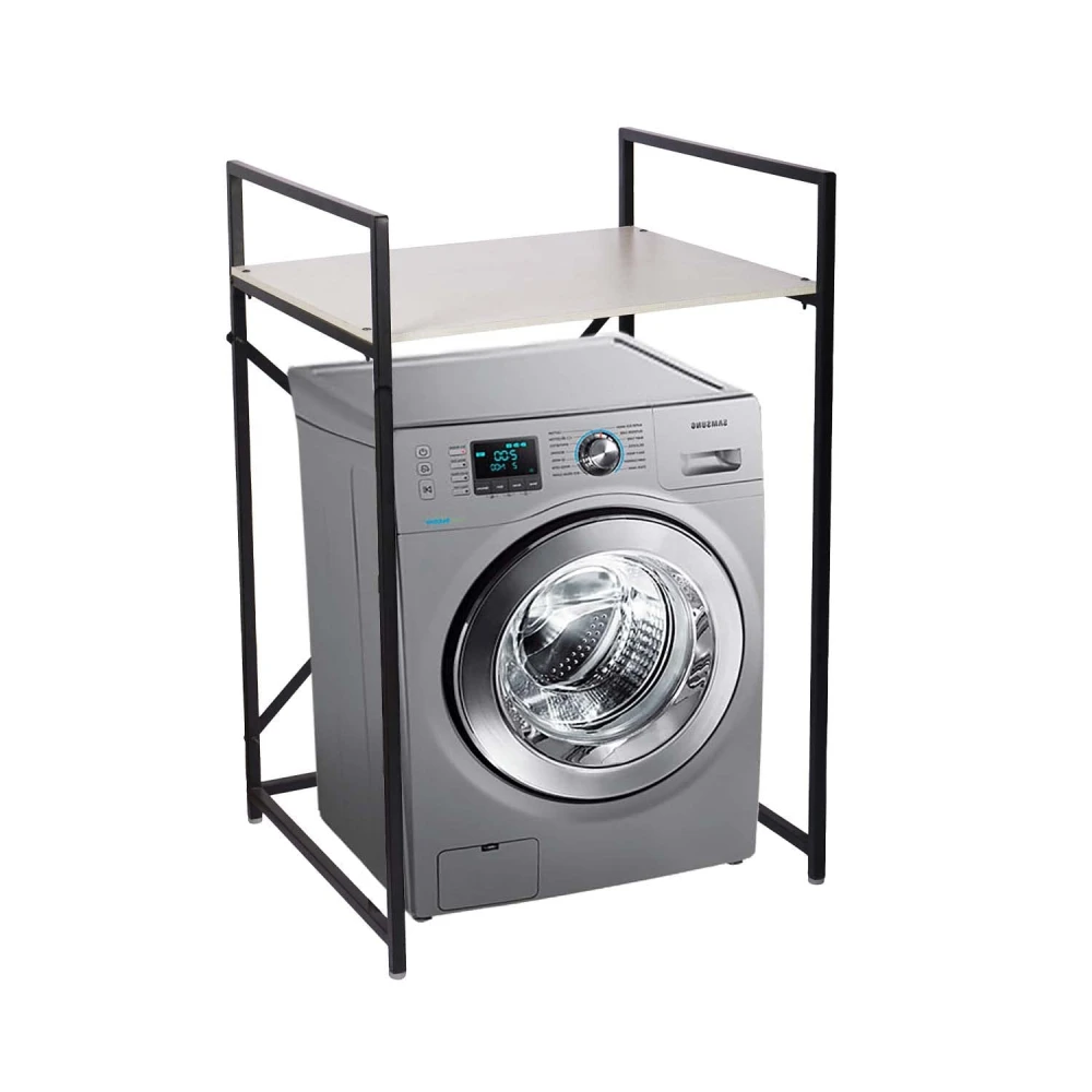 HOMIFY Washing Machine 1 Shelf Rack Stand for Storage Organizer in Bathroom and Washing Area/ Multipurpose Space Saving Standing Shelf for Bathroom Toilet/ Washing Machine Shelf Stand (Brown-White)