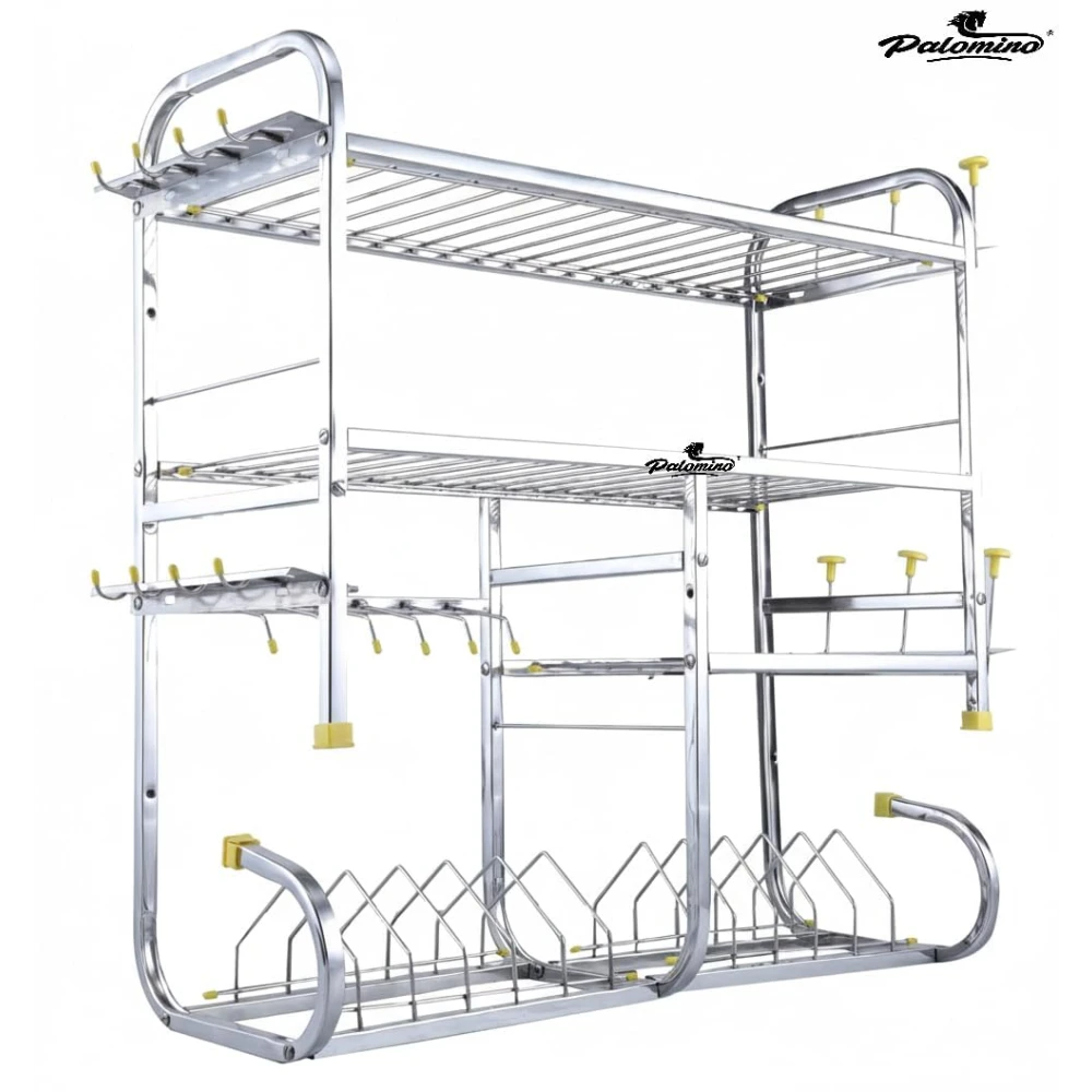 Palomino Wall Mounted Kitchen Dish Rack | 4 Shelves | Stainless Steel Rack | Holds 18+ Plates | Space-Saving | Rustproof | Easy Assembly (24X24 INCH)