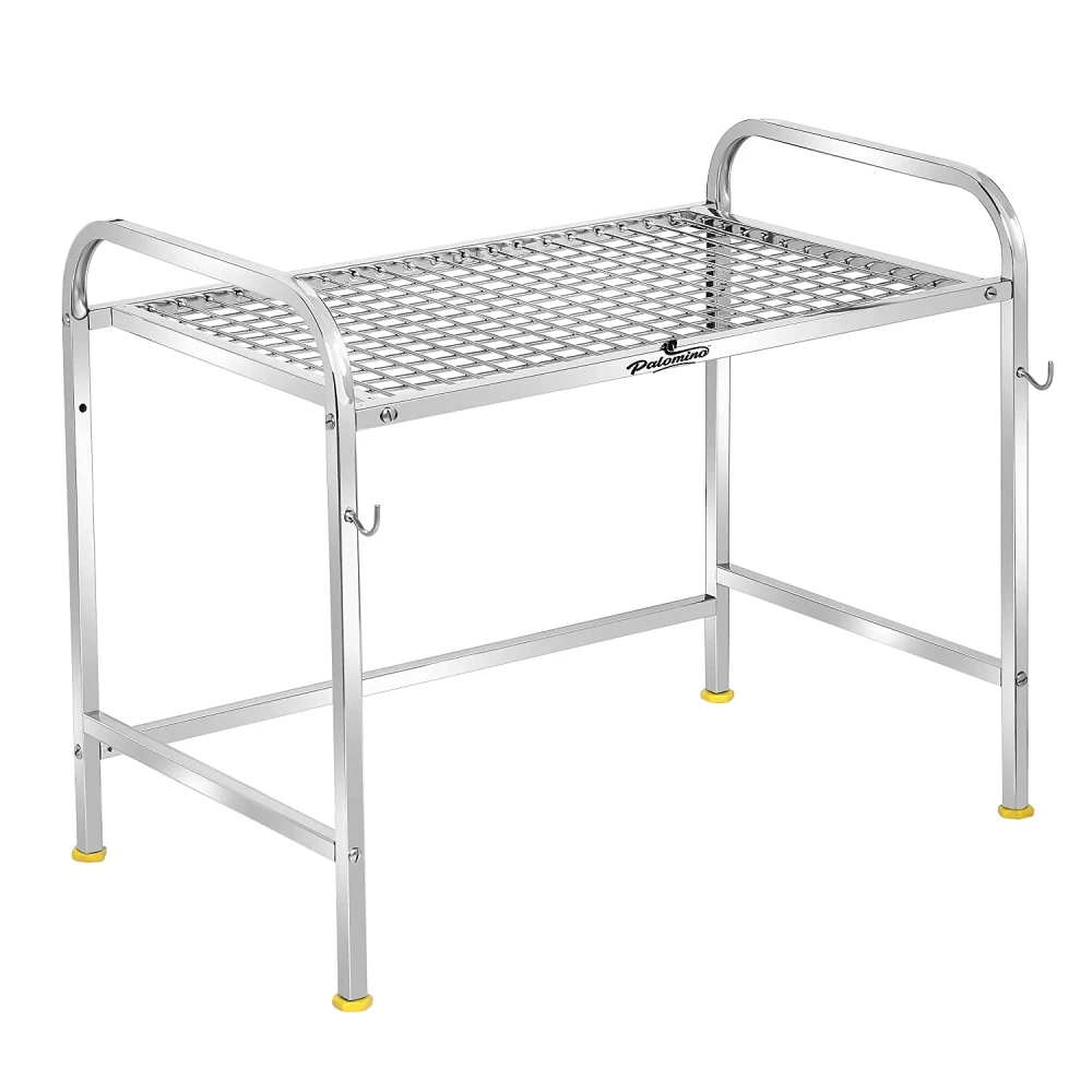 Palomino Kitchen Microwave Shelf, Microwave Stand Kitchen Counter Shelf Organizer, Spicy Shelf Rack Toaster Organizer, Microwave Oven Rack, 1 Tiers with 2 Hooks (58 x 38 x 8 cm)