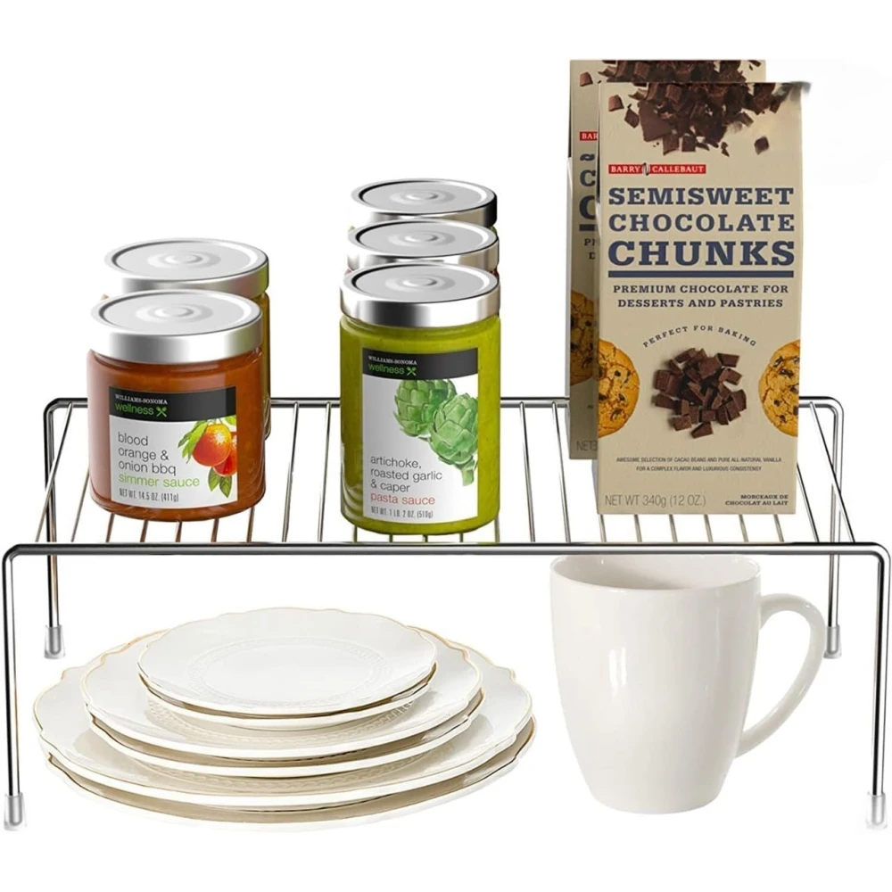 Homify Stainless Steel Under Cabinet Kitchen Dish Rack Expandable Storage Floating Shelves for Kitchen Multipurpose Organizer with Anti-Rust Nano Coating(Pack of 4)