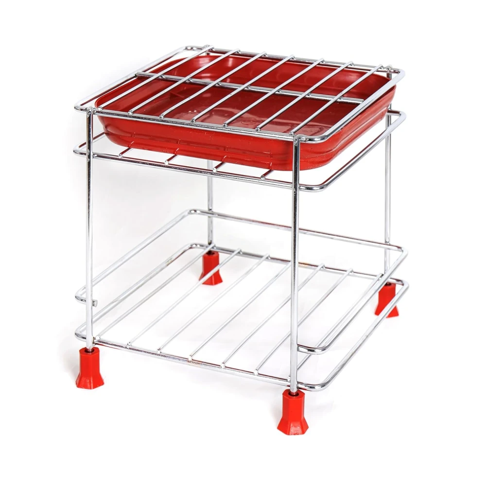 Palomino Steel Stand Heavy Duty Matka Stand with Bottom Tray | Rust-Resistant, Durable & Space-Saving Design Pot Stand with Square Surface Stand Water Dispenser Stand