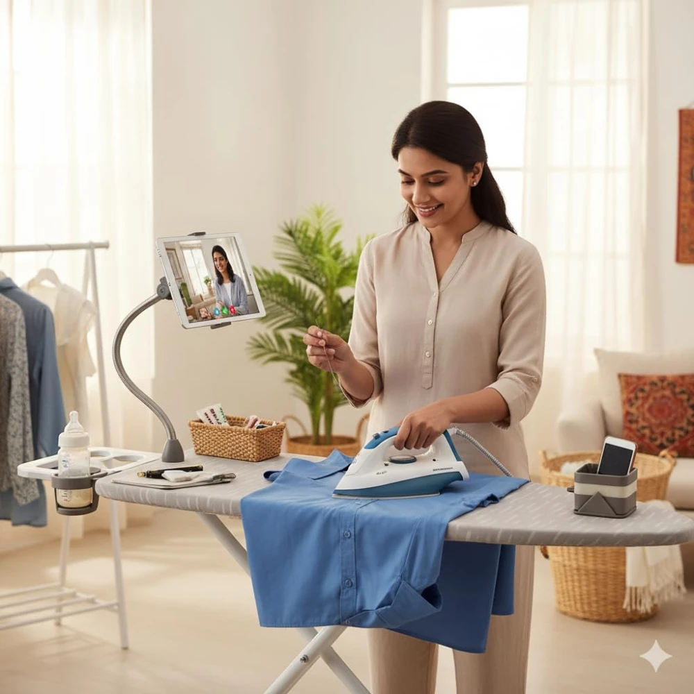 PALOMINO Extra-Large Premium Ironing Board with Retractable Iron Rest and Heavy-Duty Stable Frame - Adjustable Height, Anti-Skid Feet & Foldable for Storage (Multi-Color)