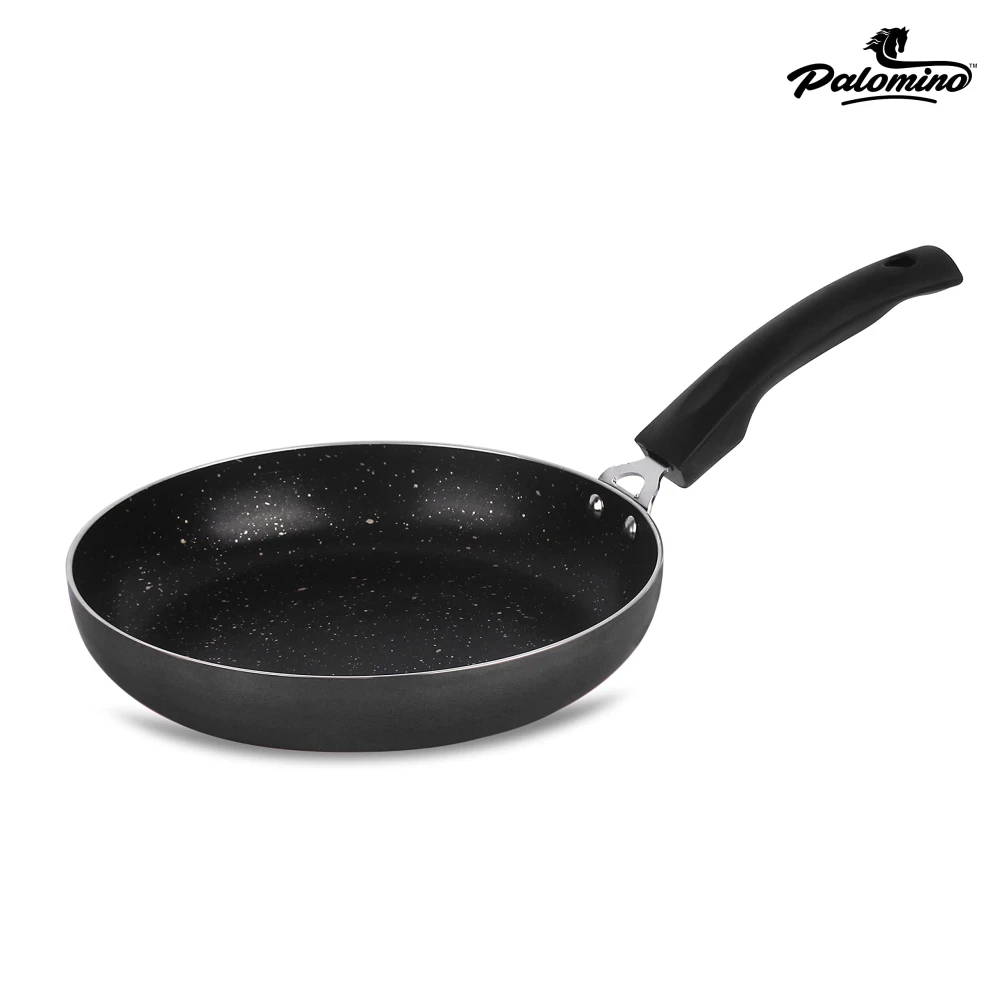 Palomino Non-Stick Aluminium Cookware Set of Fry Pan, Tawa/Griddle and Kadhai/Wok with Glass Lid (Black, Set of 4, Non- Induction Base)