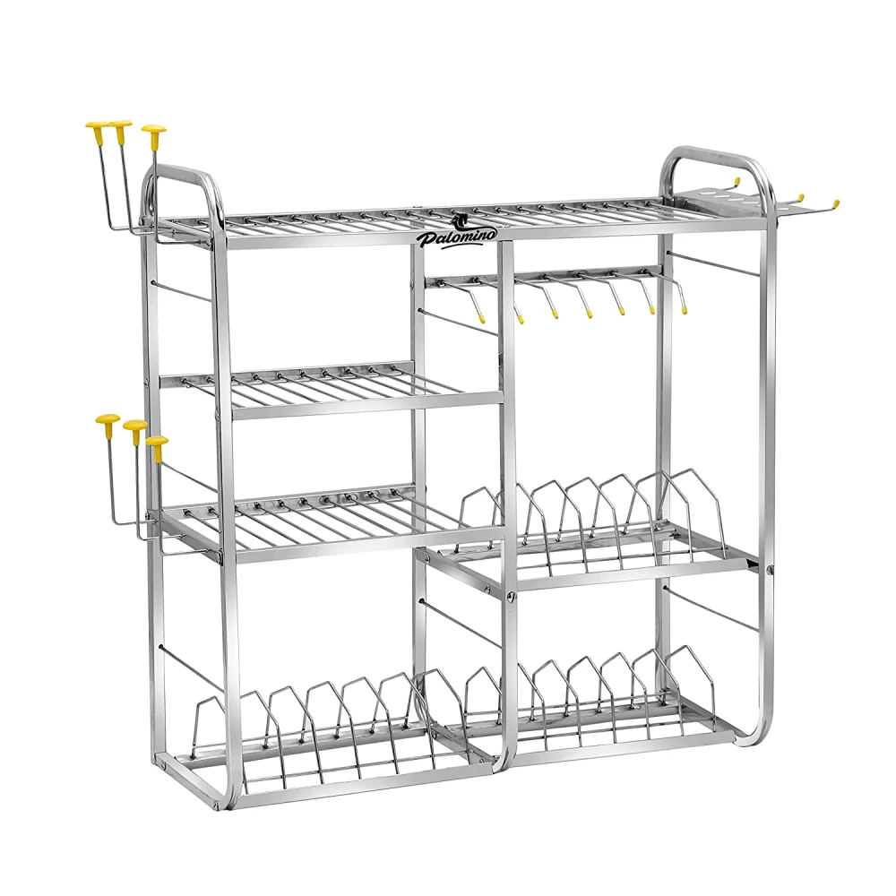 Homify Stainless Steel 4 Layer Kitchen Rack Utensils Rack for Modern Kitchen Steel Kitchen Rack S S Dish rack Stand (24 x 24 inch)