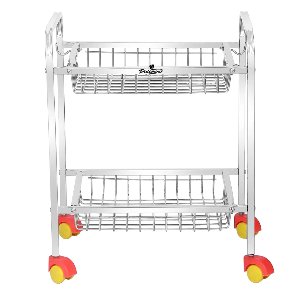 Homify Fruits/Vegetables Kitchen Rack 2 Step Fruit and Vegetable Rack Stainless Steel Kitchen Trolley (Rectangle, 2 Tier)