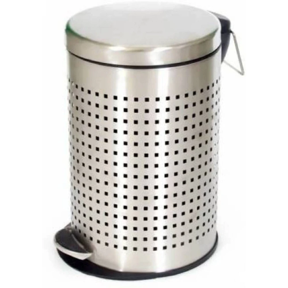 Homify Stainless Steel Perforated Pedal Dustbin with Plastic Bucket/Waste bin/Trash Bin/Garbage bin for Home & Office (7 Litre - 8 Dia X 13 Height inch)