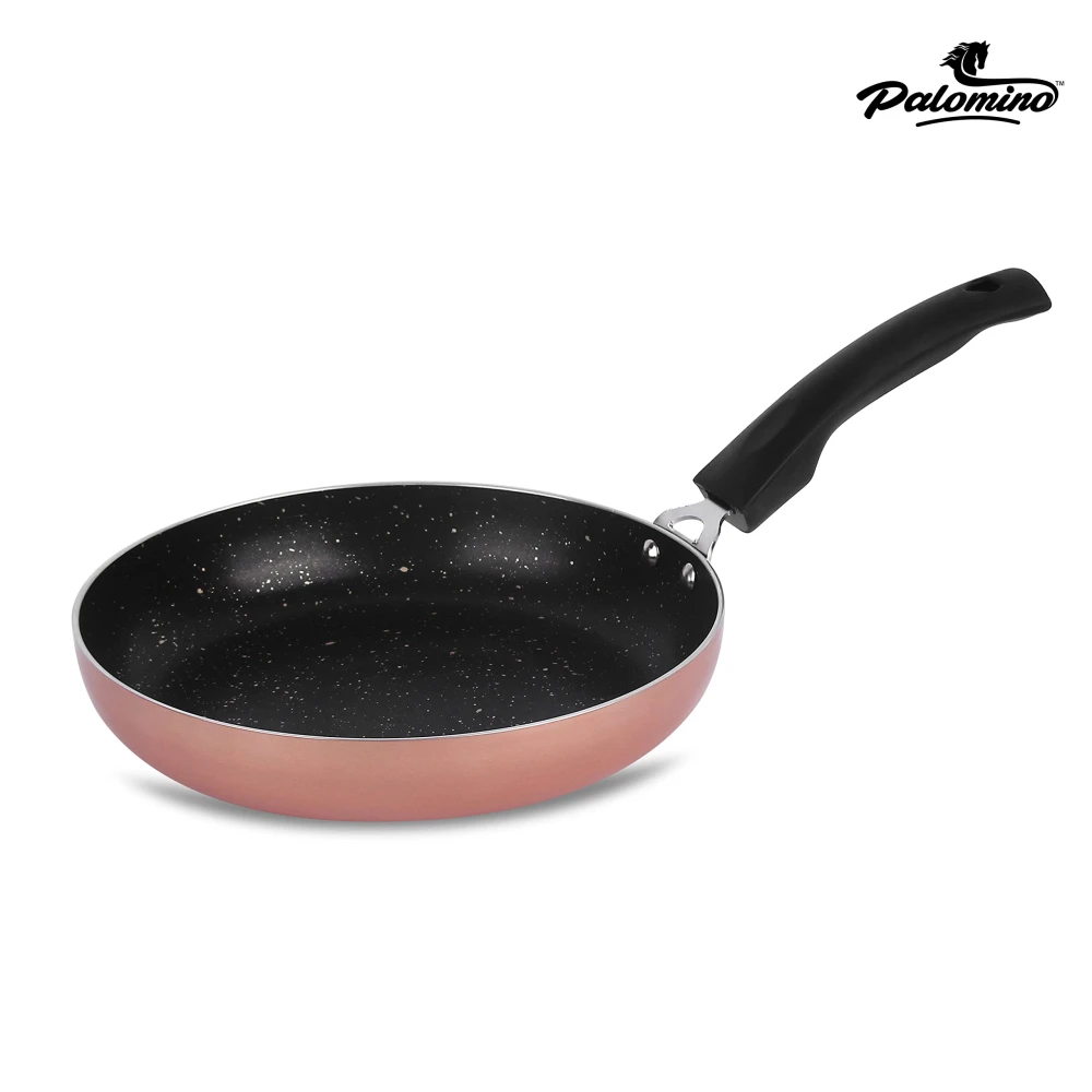 Palomino Induction Base Non-Stick Aluminium Cookware Set of Fry Pan, Tawa/Griddle and Kadhai/Wok with Glass Lid (Copper-Color, Set of 4)