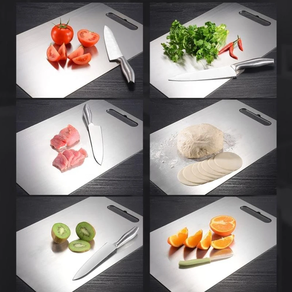 Palomino Extra Large Stainless Steel Chopping Board for Kitchen | Food-Grade, Cutting and Slicing Vegetable, Fruit Board with Anti-Skid Silicon Platform Countertop Pads (45x31.2cm)