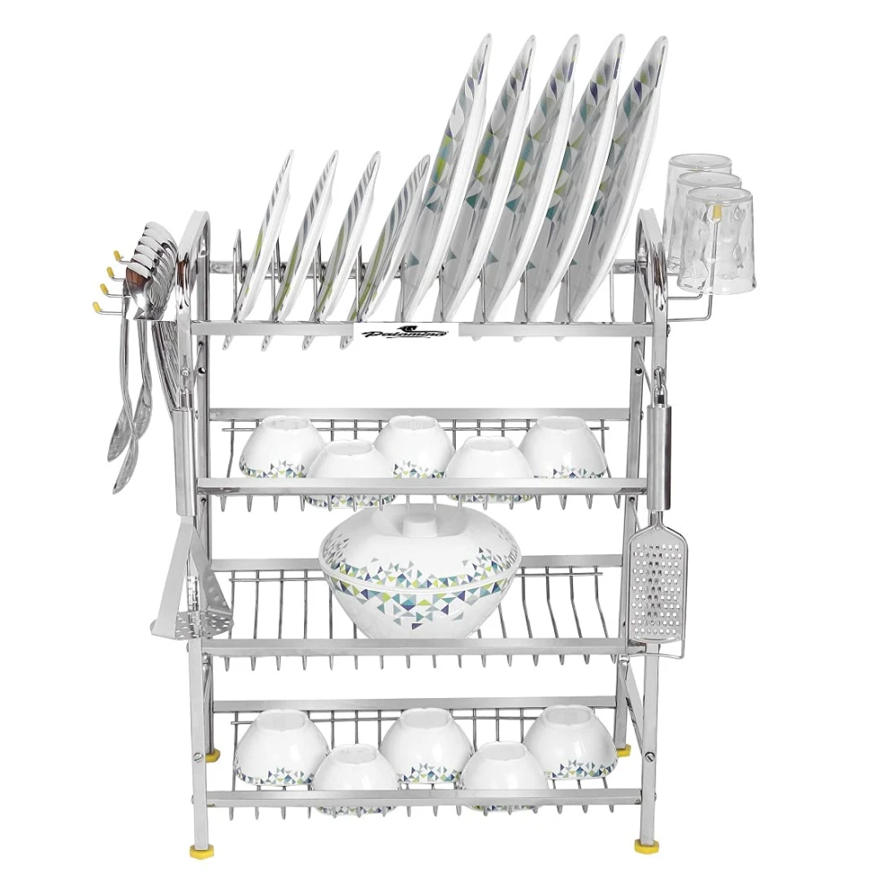 Palomino Stainless Steel Opal 4 Layer Shelf Wall Mount Kitchen Dish Rack Kitchen Organizer rack (24 X 18 Inch)