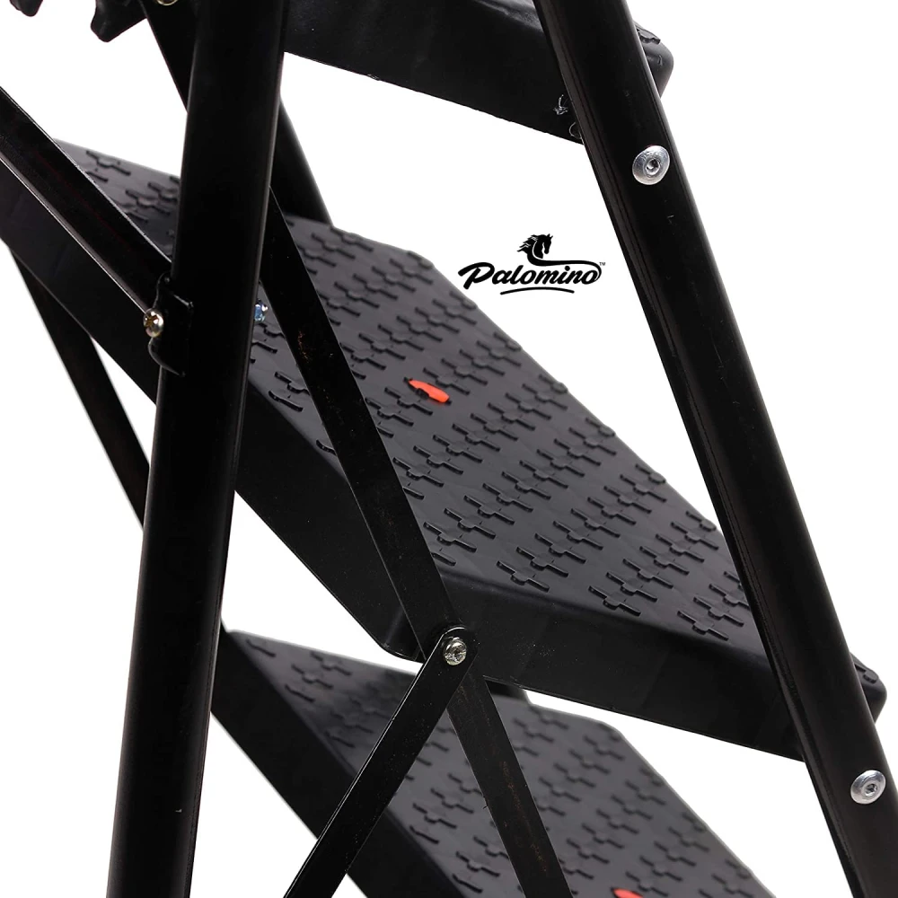 Palomino Black Heavy Duty Folding 2.1 Ft Stepladders with Wide 2 Steps Ladder Sidhi (Make in India)-Black