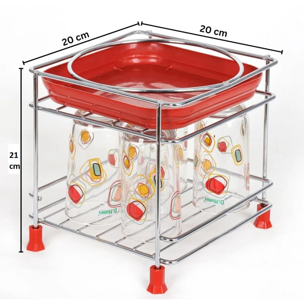 Homify Steel Stand Heavy Duty Matka Stand with Bottom Tray | Rust-Resistant, Durable & Space-Saving Design Pot Stand with Round Surface Stand Water Dispenser Stand