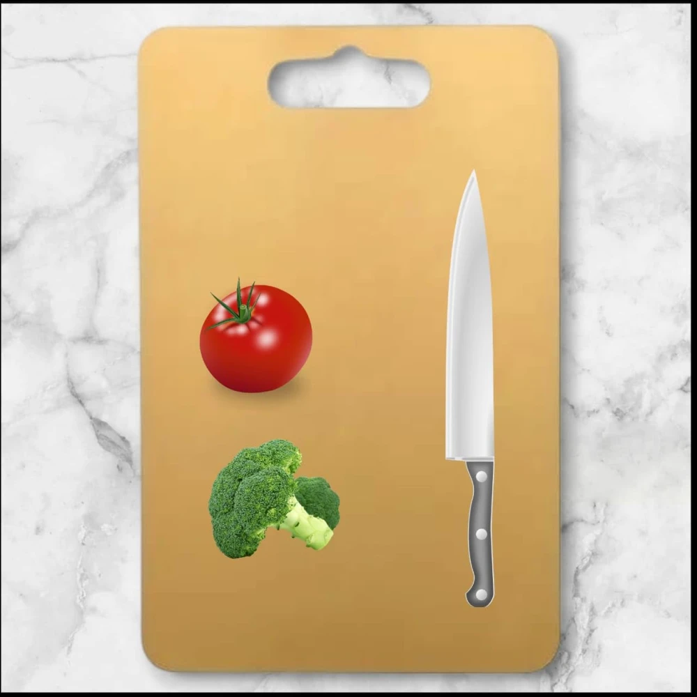 Palomino Stainless Steel Chopping Board for Kitchen | Heavy-Duty Cutting Board for Vegetables, Fruits, Meats | Vegetable Chopper Boards | Premium Metal Chopping Board (31x21cm) -Gold